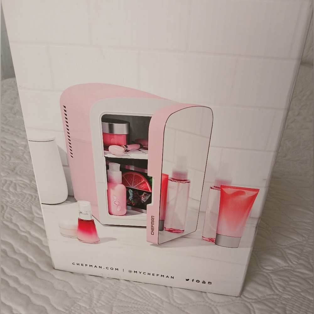 Pink Mini Fridge for Beauty Products